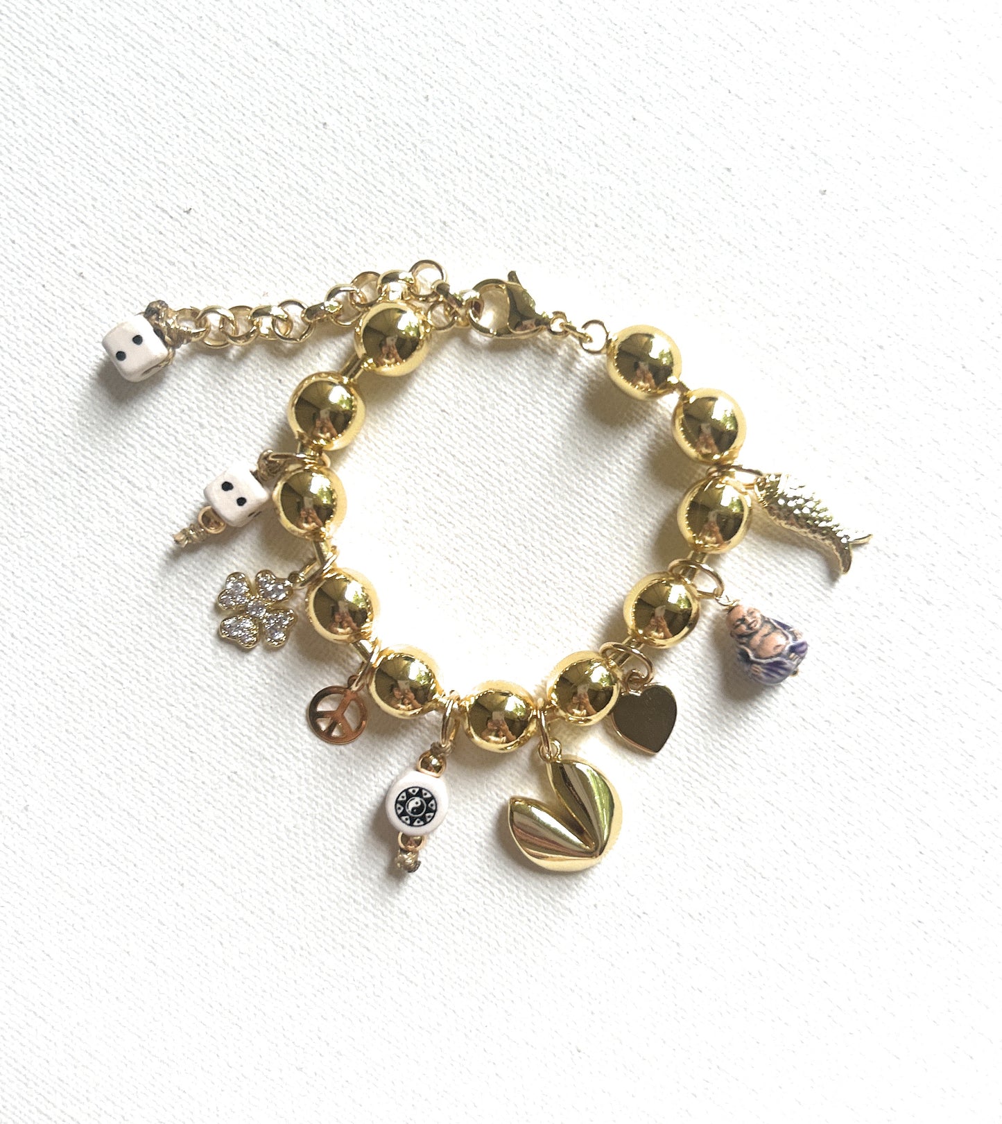 Gold Ball Chain Charm Bracelet, 90's, Y2K