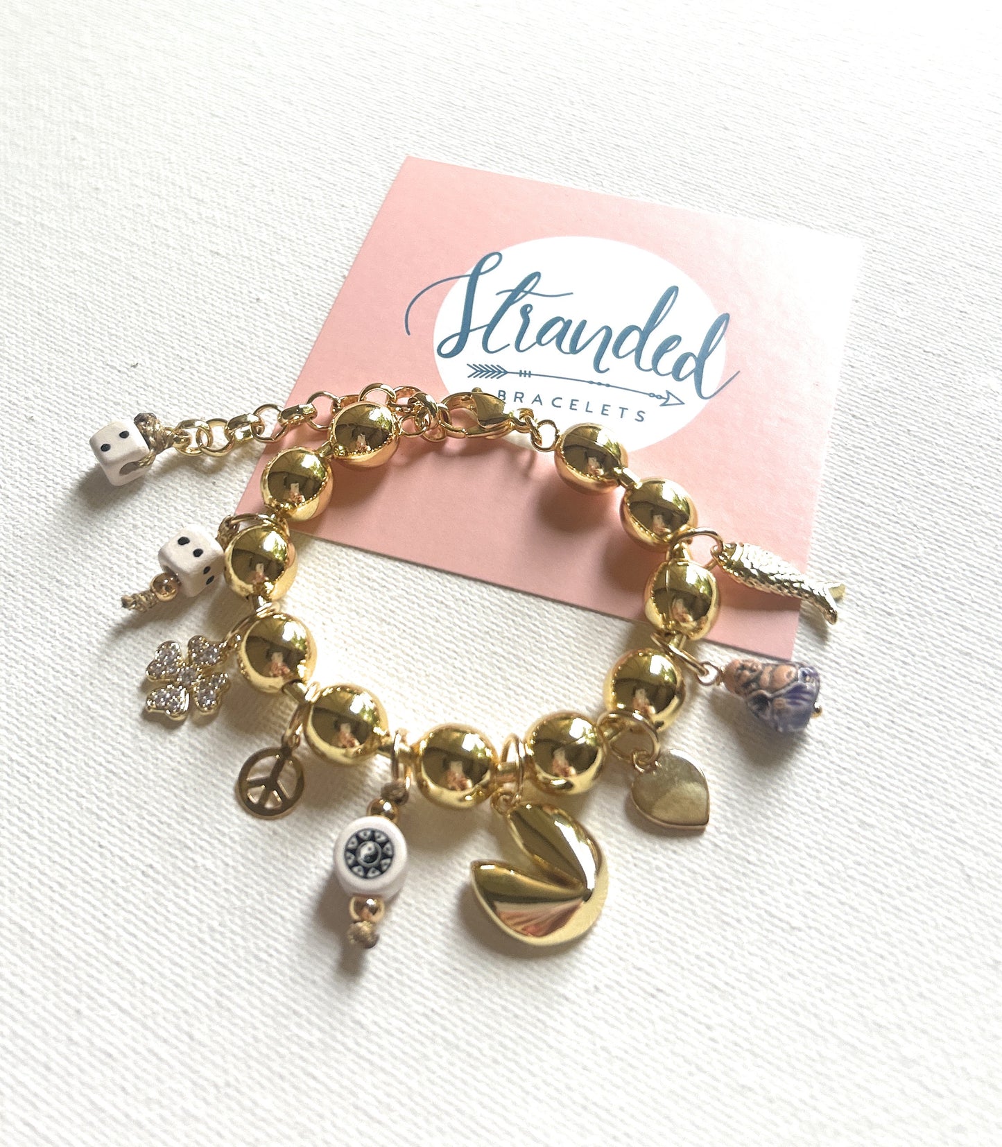 Gold Ball Chain Charm Bracelet, 90's, Y2K