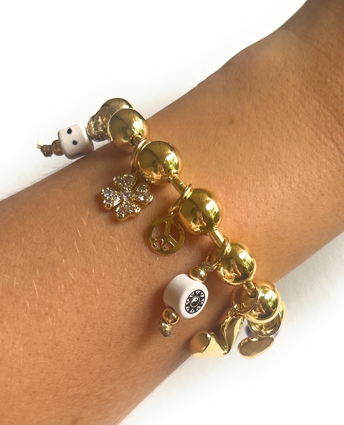 Gold Ball Chain Charm Bracelet, 90's, Y2K