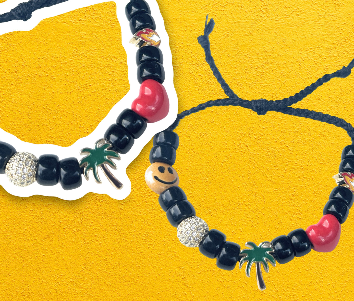 Almost Famous Ceramic and Glass Waxed Bracelet